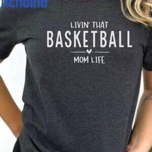 Basketball Mom Life Mama Game Day Courtside Parent Gift Outfit Unisex T-Shirt 81